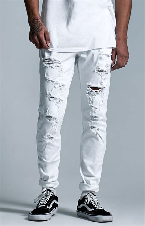 white damage jeans|white ripped cropped jeans.